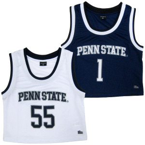 women's navy and white cropped Penn State basketball jerseys